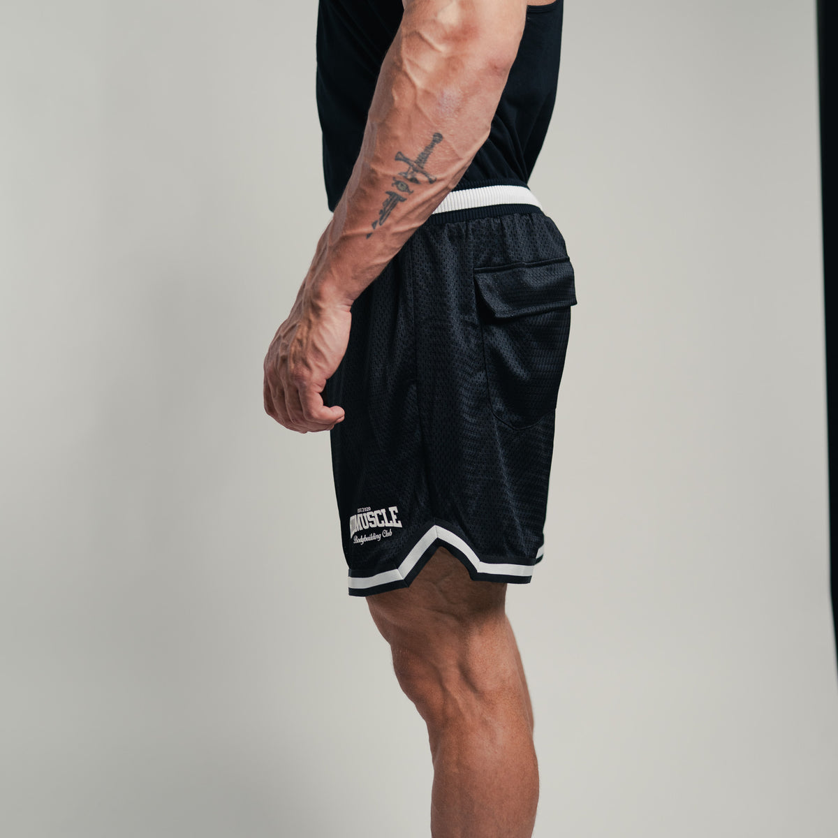 Collegiate Varsity Mesh Shorts — Black