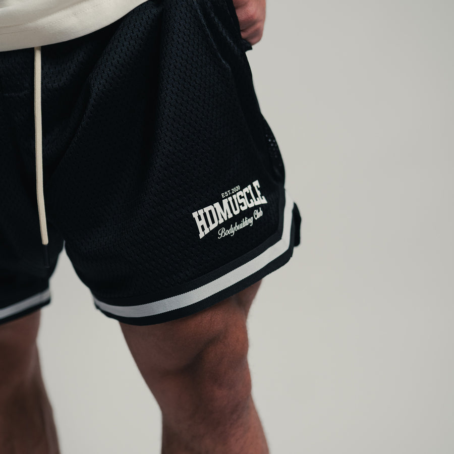 Collegiate Varsity Mesh Shorts — Black