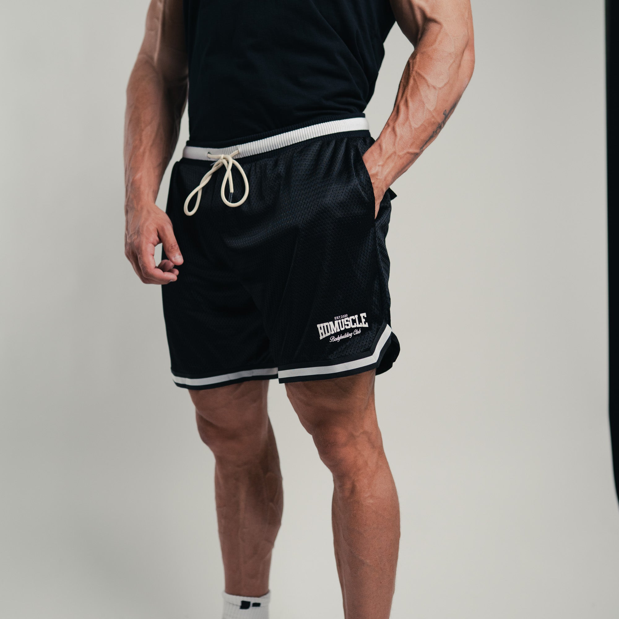 Collegiate Varsity Mesh Shorts — Black