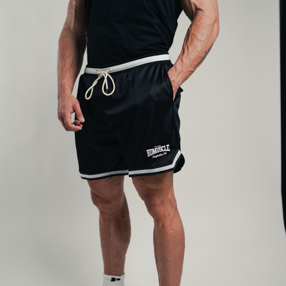 Collegiate Varsity Mesh Shorts — Black