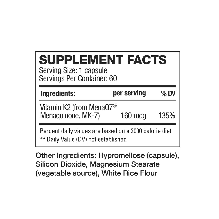K2 Supplement facts