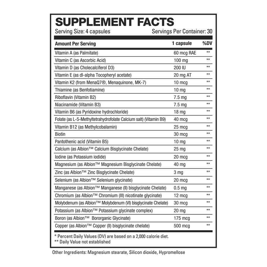 MultiHD Supplement facts