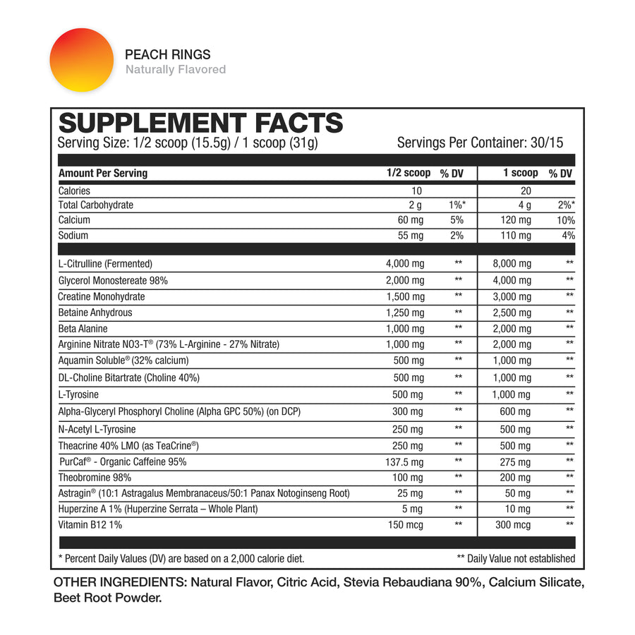 PreHD Ultra Supplement facts
